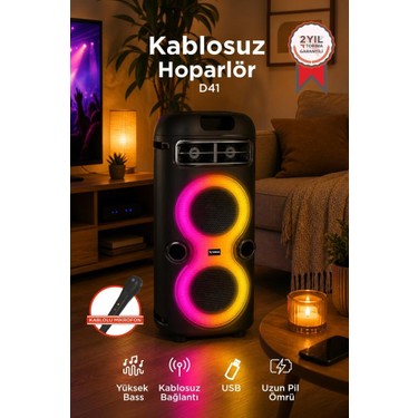 Torima Torima Bluetooth Hoparlör Rgb Işıklı Mikrofonlu Taşınabilir Speaker D41 fiyatı ve görseli