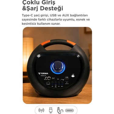 Torima Torima Bluetooth Hoparlör Rgb Işıklı Mikrofonlu Taşınabilir Speaker D41 — 4. ürün görseli
