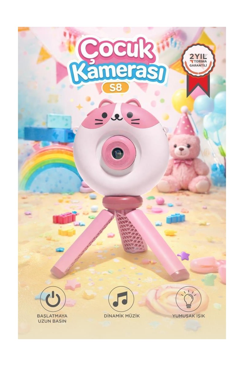 Torima Torima Dijital Fotoğraf Makineleri IPS Ekran Çocuk Kamerası Video Makinesi 1080P S8 — 6. ürün görseli