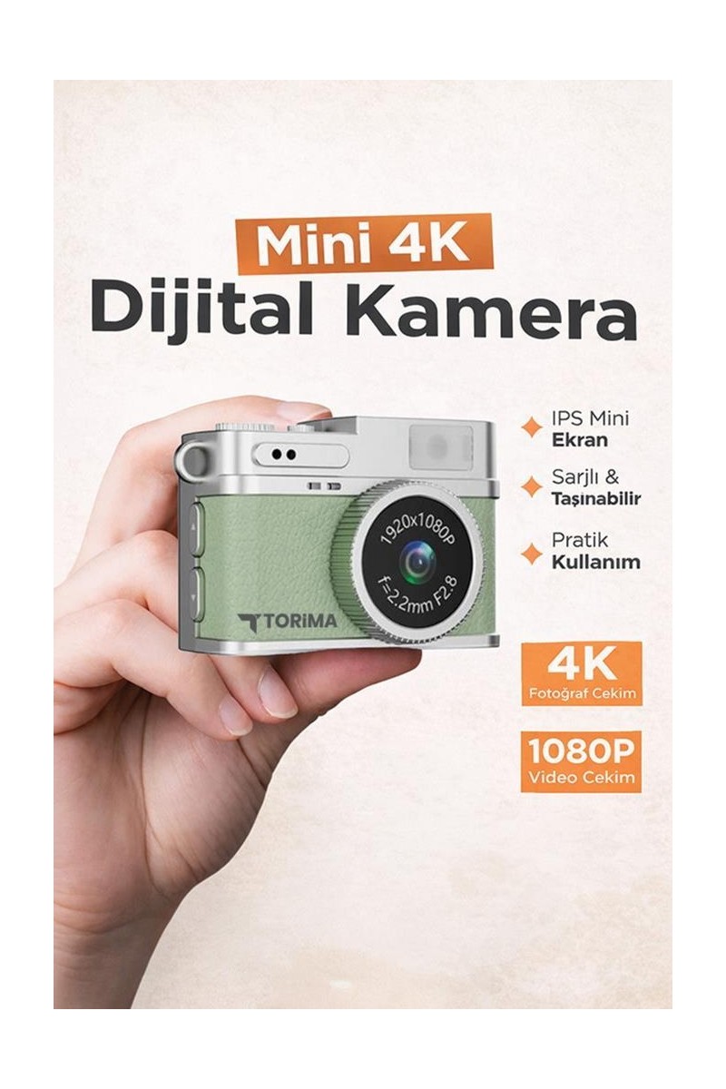 Torima Torima Mini Dijital Kamera Selfie Video Vlog Kamerası Mini Anahtarlık 1080P CMR35 Açık Yeşil — 2. ürün görseli