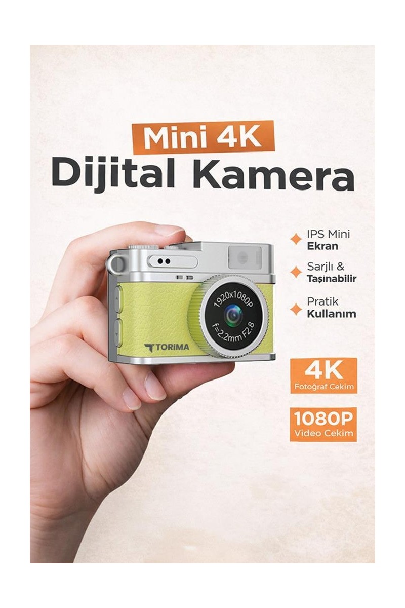 Torima Torima Mini Dijital Kamera Selfie Video Vlog Kamerası Mini Anahtarlık 1080P CMR35 Sarı — 2. ürün görseli