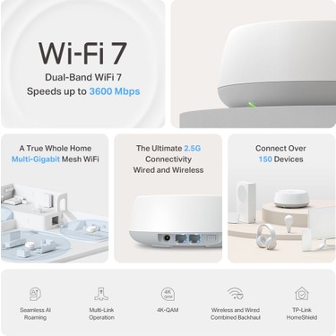 TP-Link TP-Link Deco BE25 (1-Pack) | Wi-Fi 7 Mesh Sistemi | BE3600 Mbps Hız | Fiber Uyumlu | Çift Bant | — 3. ürün görseli