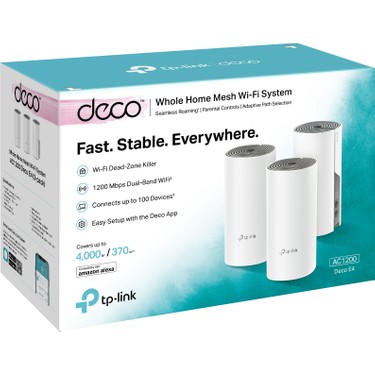 TP-Link TP-Link Deco E4 (3-Pack) | Wi-Fi 5 Mesh Sistemi | AC1200 Mbps Hız | Fiber Uyumlu | Çift Bant | 100 — 3. ürün görseli