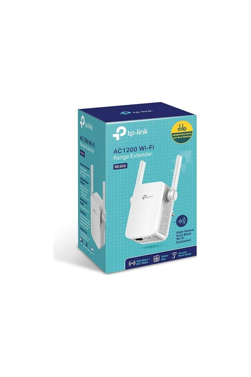 TP-Link RE305 | Wi-Fi 5 Menzil Genişletici | AC1200 Mbps | 2 Harici Anten | 1 Ethernet Port | Access Point Modu | EasyMesh | Dual Band | Tüm Modem ve Router Modelleri ile Uyumludur