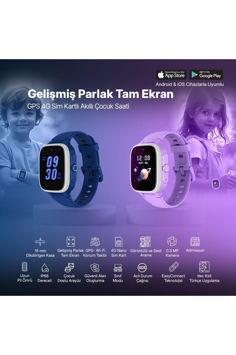 Ttec Ttec Kidi Lite GPS 4G Sim Kartlı Akıllı Çocuk Saati Sihirli Lila 2KSW01 — 2. ürün görseli