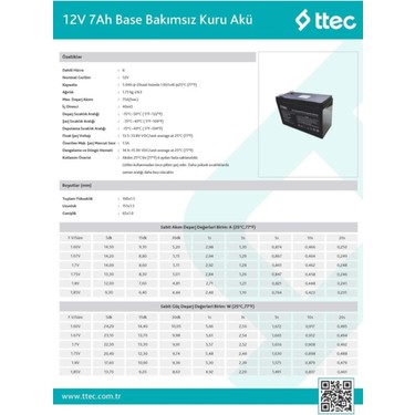 Ttec TTec Pi-Es Mustang Bakımsız Kuru Akü 12V 7Ah Uzun Ömürlü Düşük — 6. ürün görseli