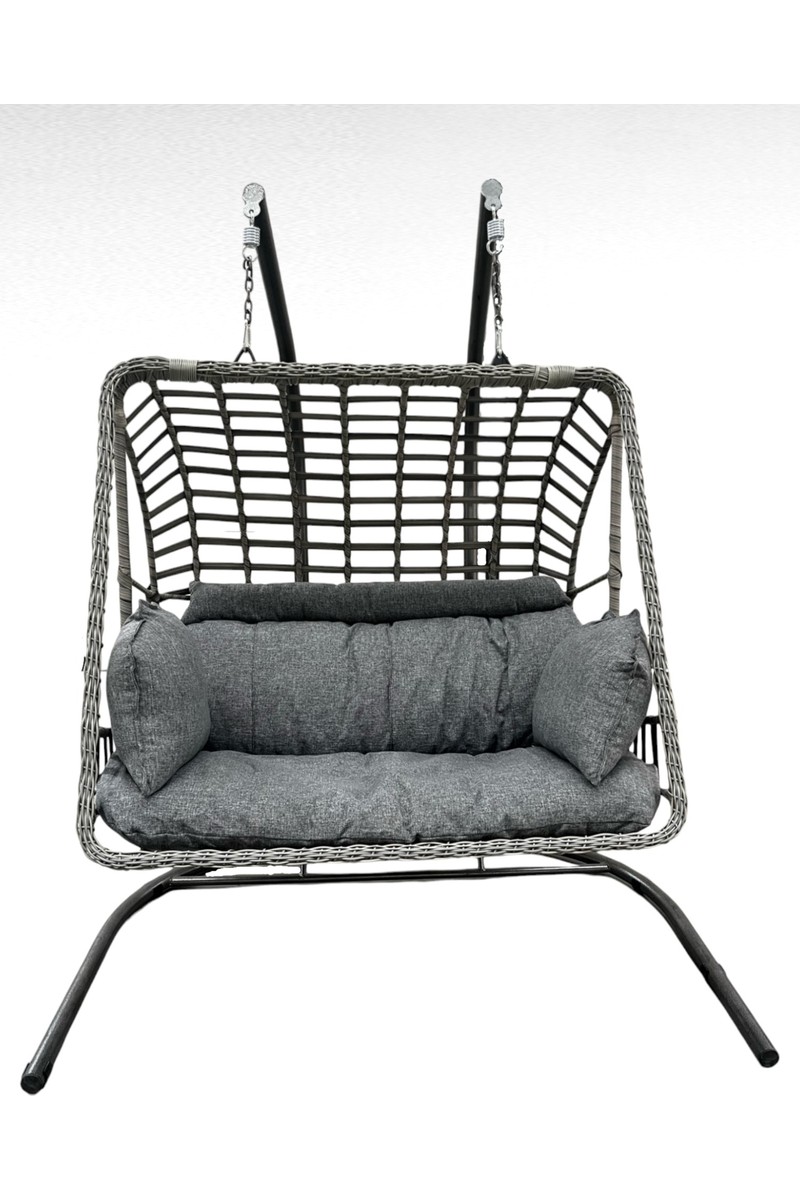 Tu Tu Tienda Çift Kişilik Antrasit Rattan Salıncak, Rahat Mindere Sahip Modern Tasarım — 2. ürün görseli