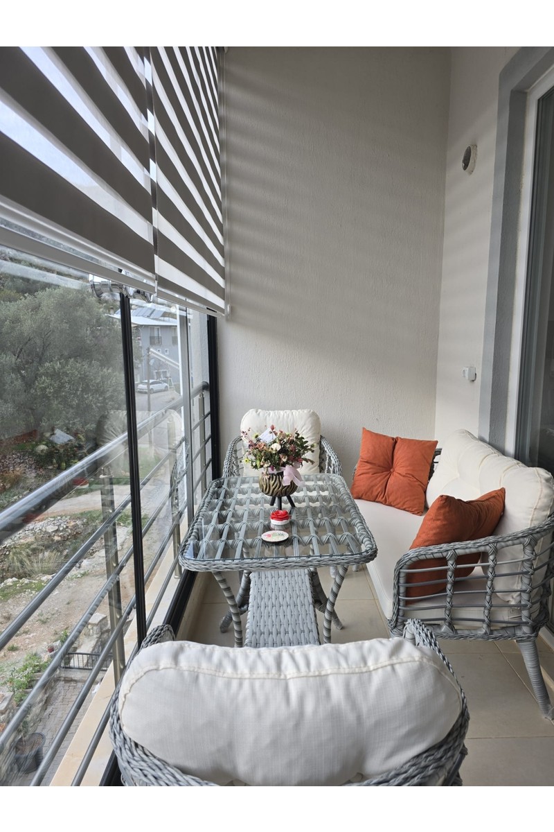 Tu Tu Tienda Kartepe Galvaniz Boru 2 1 1 Sehpa(60 90) Rattan Bahçe Balkon Takımı,gri Rattan — 2. ürün görseli