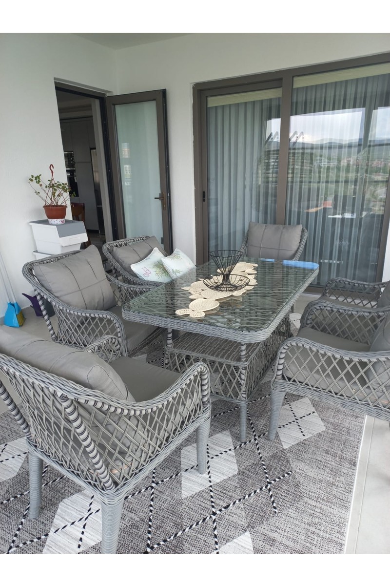Tu Tu Tienda MEDYA 6SANDALYE+MASA(80 140) BAHÇE BALKON MUTFAK TAKIMI,GRİ(ASOS3) — 2. ürün görseli
