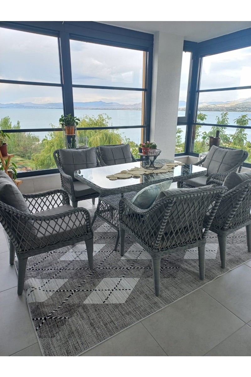 Tu Tu Tienda MEDYA 6SANDALYE+MASA(80 140) BAHÇE BALKON MUTFAK TAKIMI,GRİ(ASOS3) — 3. ürün görseli