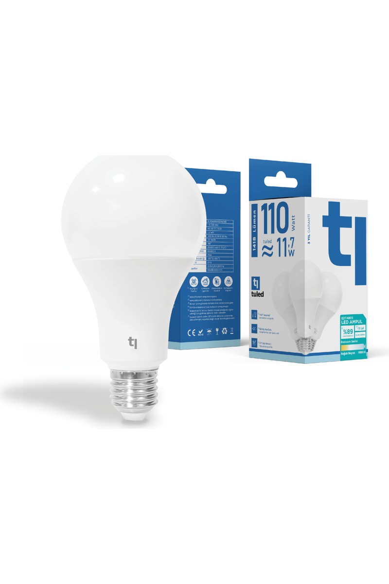 Tuled Tuled Redeem A80S E27 LED Ampul, Titreşimsiz, Göz Konforu, 1418 Lümen, Soğuk Beyaz, 6500 — 5. ürün görseli