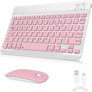 Turotto Turotto Tüm Cihazlara Uyumlu Şarj Edilebilir Kablosuz Bluetooth Klavye + Mouse Set fiyatı ve görseli