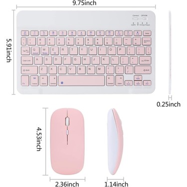 Turotto Turotto Tüm Cihazlara Uyumlu Şarj Edilebilir Kablosuz Bluetooth Klavye + Mouse Set — 4. ürün görseli