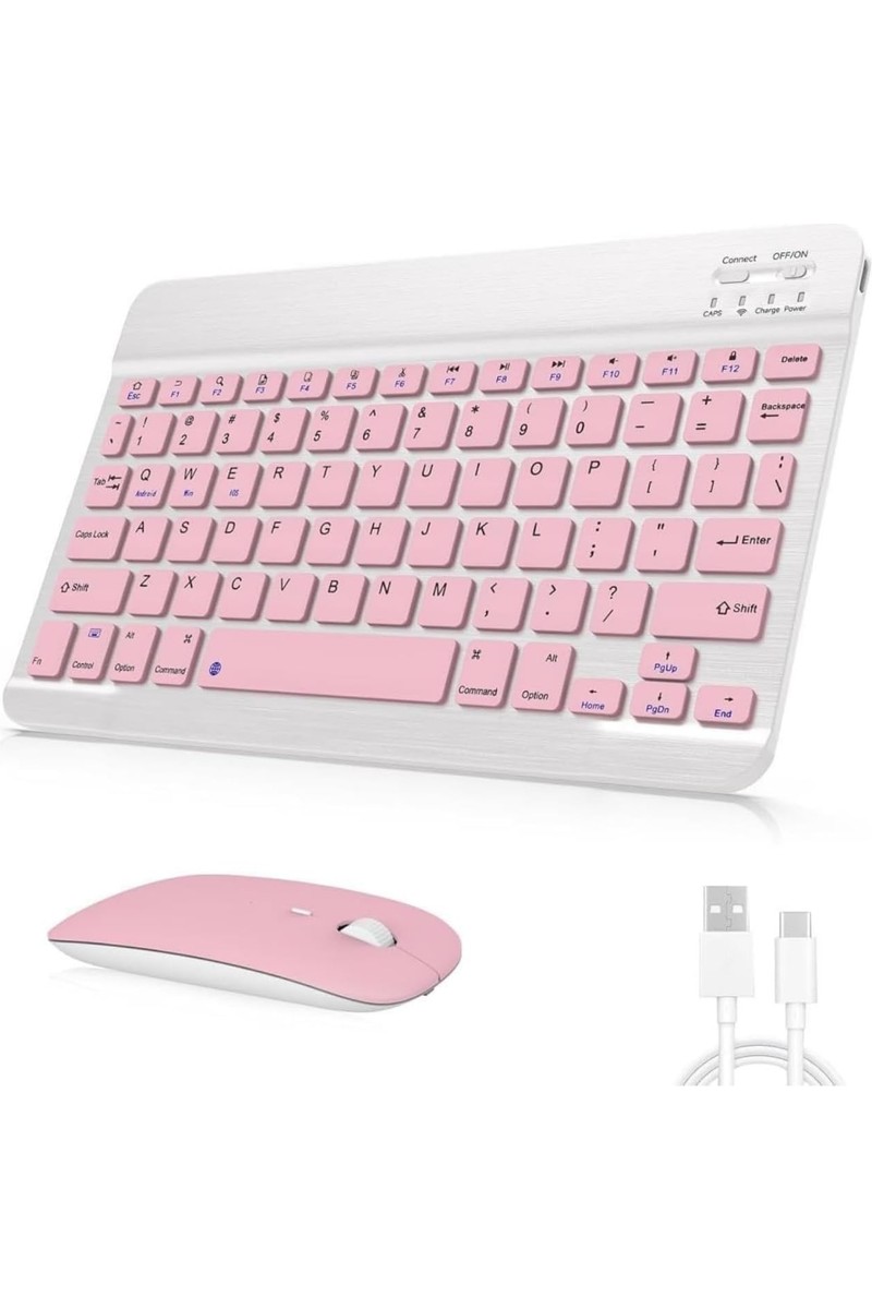Turotto Turotto Tüm Cihazlara Uyumlu Şarj Edilebilir Kablosuz Bluetooth Klavye + Mouse Set — 6. ürün görseli