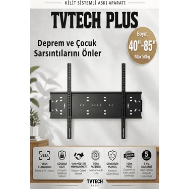 TVTECHPLUS TVTECHPLUS Tv Duvar Askı Aparatı I 85"-80"-75"-70"-65"-60"-55"-50"-45"-40" I Evrensel Uyum I Deprem fiyatı ve görseli