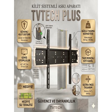 TVTECHPLUS TVTECHPLUS Tv Duvar Askı Aparatı I 85"-80"-75"-70"-65"-60"-55"-50"-45"-40" I Evrensel Uyum I Deprem — 3. ürün görseli