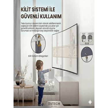 TVTECHPLUS TVTECHPLUS Tv Duvar Askı Aparatı I 85"-80"-75"-70"-65"-60"-55"-50"-45"-40" I Evrensel Uyum I Deprem — 4. ürün görseli
