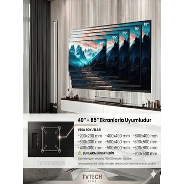 TVTECHPLUS TVTECHPLUS Tv Duvar Askı Aparatı I 85"-80"-75"-70"-65"-60"-55"-50"-45"-40" I Evrensel Uyum I Deprem — 5. ürün görseli