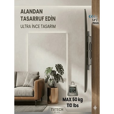 TVTECHPLUS TVTECHPLUS Tv Duvar Askı Aparatı I 85"-80"-75"-70"-65"-60"-55"-50"-45"-40" I Evrensel Uyum I Deprem — 6. ürün görseli