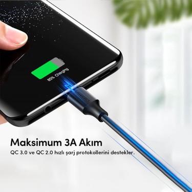 UGREEN UGREEN USB-C - USB-A 3A QC Hızlı Şarj Kablosu, 0,5 m, Siyah, — 2. ürün görseli