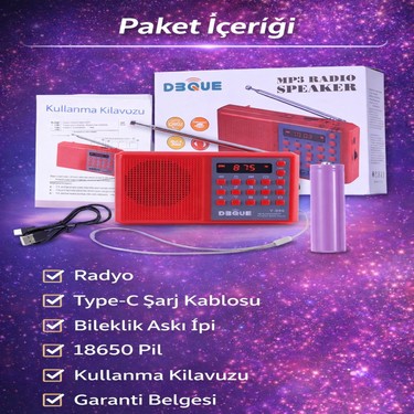 UltraTekno UltraTekno Bluetoothlu Deprem ve Acil Durum Radyosu 18650 Pilli Şarjlı Fm Radyo USB Tf Kart — 4. ürün görseli