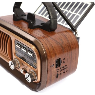 UltraTekno Ultratekno RX-BT628S Güneş Panelli Nostaljik Radyo Bt/tf/usb/fm/am/sw 3 Bandlı — 5. ürün görseli