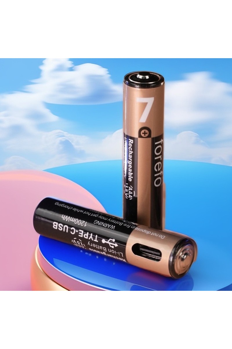 UltraTekno USB Type-C Şarjlı Aaa Pil 1.5V 1000+ Kez Şarj Edilebilir Lityum Pil Kalem Pil (2’li Paket)