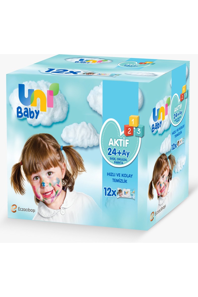 Uni Baby Uni Baby Aktif Islak Mendil 12 x 52 Yaprak - Hızlı ve Kolay Temizlik için Alkol İçermeyen Doğal — 2. ürün görseli