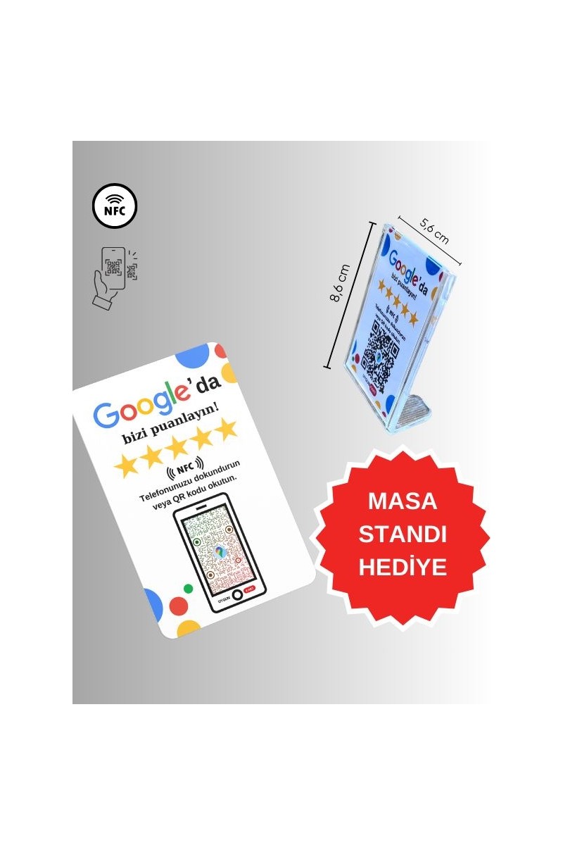 Uygun Kart Google Işletme Yorum ve Puanlama Kartı - 5 Yıldız Yorum Toplar - Google Yorum Artırma Kartı Nfc ve Qr Kod Özellikli