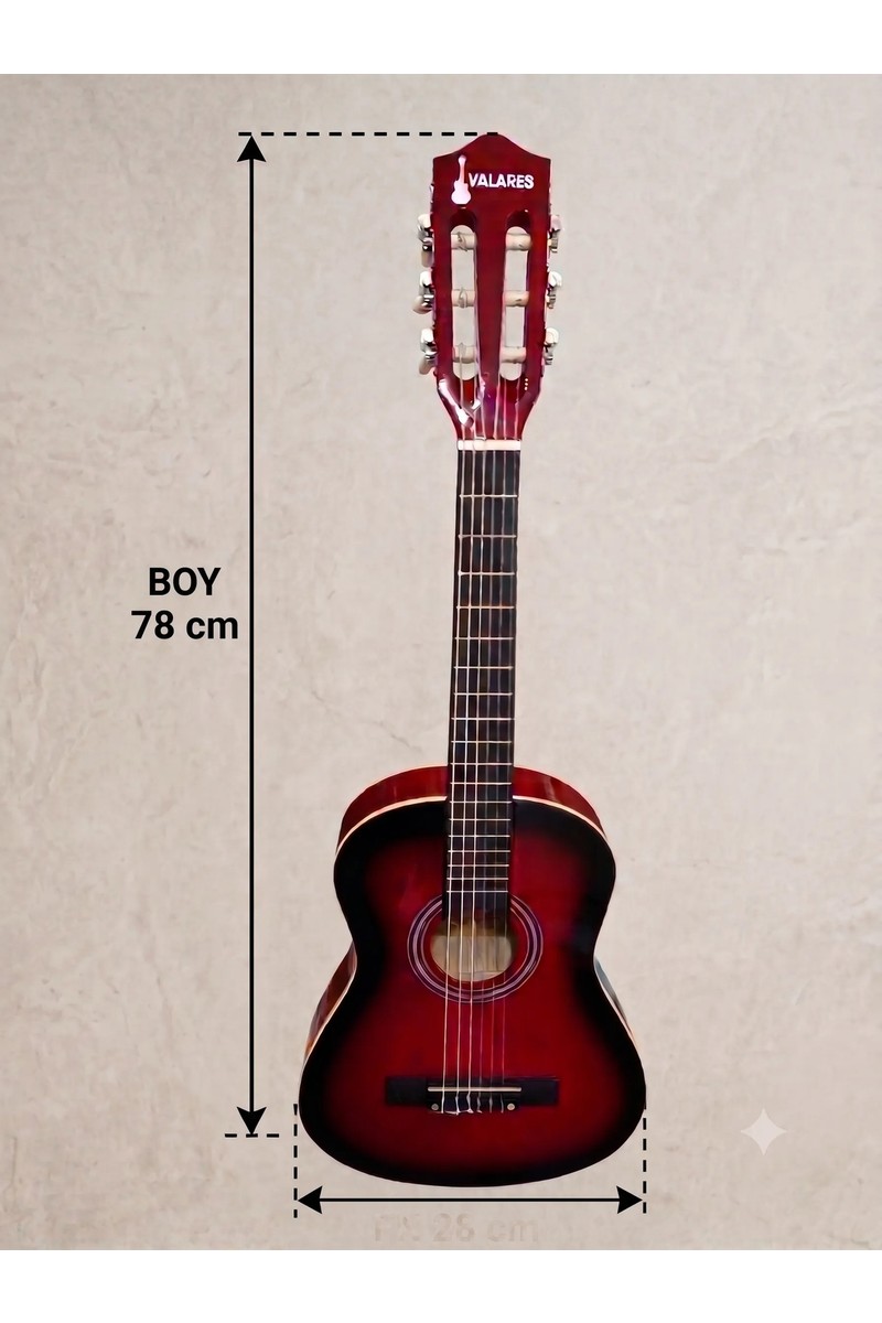 Valares Valares QCG3024 Rds Kırmızı 1/2 Klasik Gitar Çocuklar İçin İdeal Yumuşak Tını Kolay Çalım Çanta Hediye — 2. ürün görseli