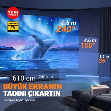 Vankyo Vankyo Sunspark 500W Android TV 1080P Destekli Projeksiyon Cihazı 5G Wi-Fi + 5.1 Bluetooth - LCD — 5. ürün görseli