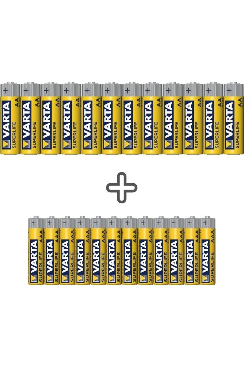 Varta Süperlife 24'lü Tek Kullanımlık Pil PAKETI 1,5 V (12AA+12AAA) Yüksek Performanslı