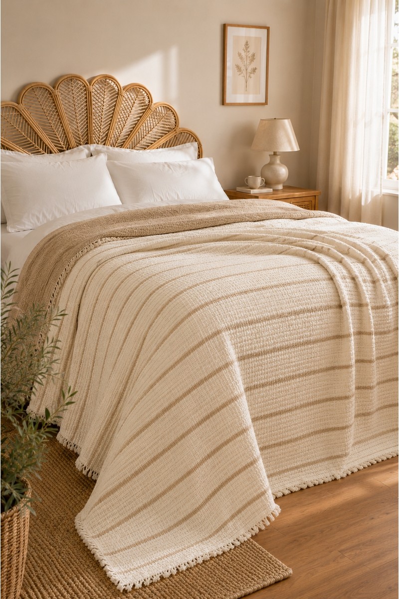 Veronica Veronica Line %100 Pamuk 8 Katlı Dolgulu Müslin Yatak Örtüsü - 240X260 cm Çift Yönlü Battaniye — 2. ürün görseli