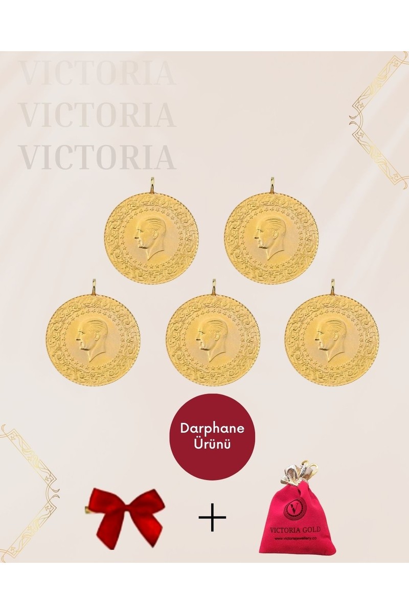 Victoria Gold 5 Adet Çeyrek Altın Yeni Tarihli 2026 Kulplu 22 Ayar
