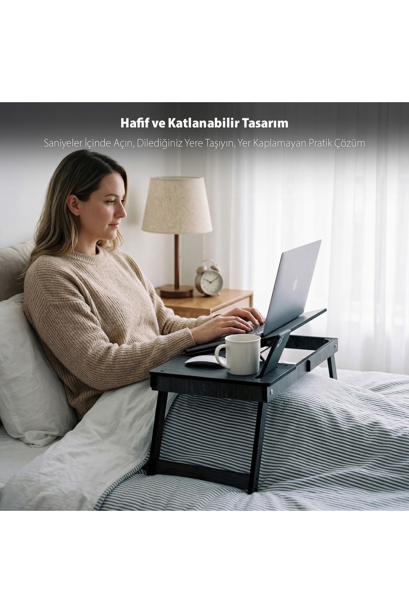 Vigo Vigo Wood Ergonomik Katlanır Ayaklı Çalışma ve Keyif Sehpası Antik Dark MDF Malzeme ile Dayanıklı — 2. ürün görseli