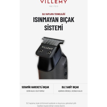Villemy Villemy VME-P810 Profesyonel Saç Kesme, Sakal ve Ense Tıraş Makinesi Bldc Motor T-Cut 0.1 mm Dlc — 4. ürün görseli