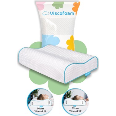 Viscofoam Viscofoam Yüksek Boyun Destekli Ortopedik Yastık Çift Boyun Destekli Visco Yastık - fiyatı ve görseli