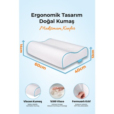 Viscofoam Viscofoam Yüksek Boyun Destekli Ortopedik Yastık Çift Boyun Destekli Visco Yastık - — 2. ürün görseli