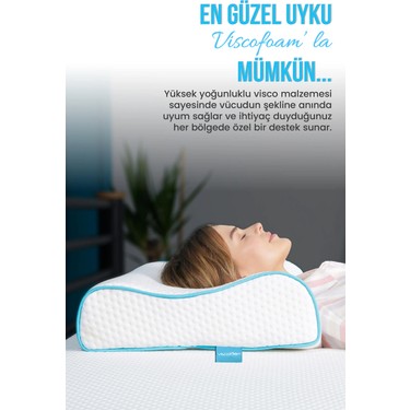 Viscofoam Viscofoam Yüksek Boyun Destekli Ortopedik Yastık Çift Boyun Destekli Visco Yastık - — 3. ürün görseli