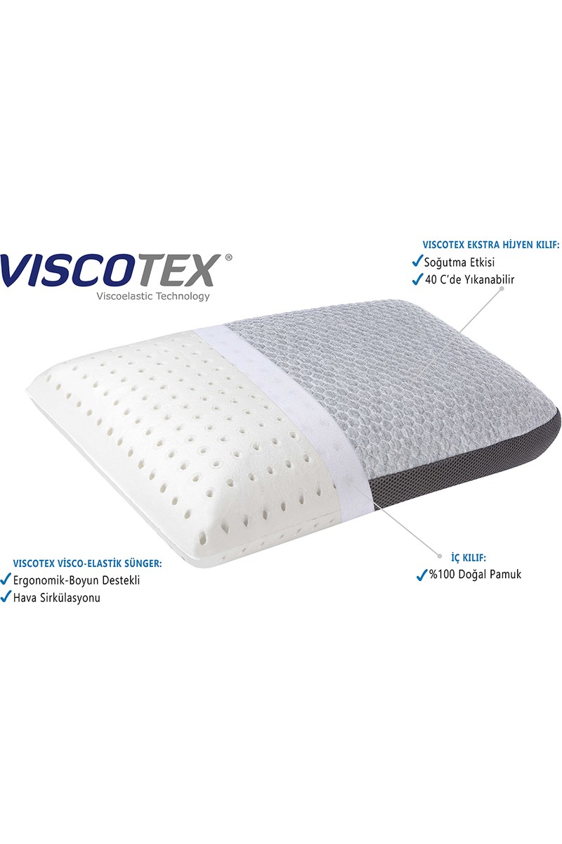 Viscotex Viscotex Lif Kılıflı Hava Kanallı Visco Yastık 60X40X16 — 3. ürün görseli