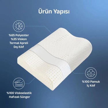 Viscotex Viscotex Visco Ortopedik Çift Bombeli Yastık, Reflü Yastığı, OEKO-TEX Sertifikalı, Baş ve Boyun — 4. ürün görseli