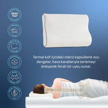 Viscotex Viscotex Visco Ortopedik Çift Bombeli Yastık, Reflü Yastığı, OEKO-TEX Sertifikalı, Baş ve Boyun — 5. ürün görseli
