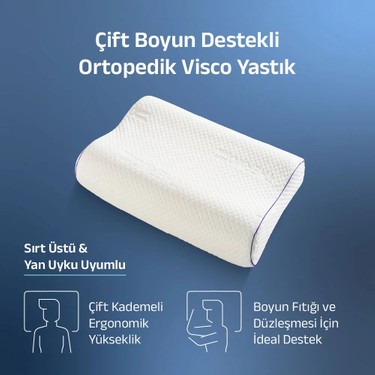 Viscotex Viscotex Visco Ortopedik Çift Bombeli Yastık, Reflü Yastığı, OEKO-TEX Sertifikalı, Baş ve Boyun — 6. ürün görseli