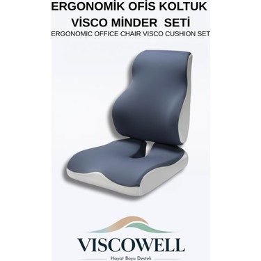 Viscowell Viscowell Visco Ortopedik Ergonomik Ofis Koltuk Koksiks Oturma Minderi Sırt Bel Destek Minderi — 2. ürün görseli
