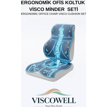 Viscowell Viscowell Visco Ortopedik Ergonomik Ofis Koltuk Koksiks Oturma Minderi Sırt Bel Destek Minderi — 3. ürün görseli