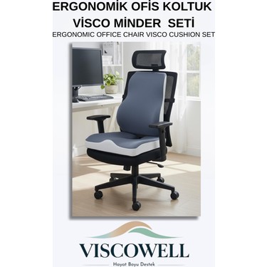 Viscowell Viscowell Visco Ortopedik Ergonomik Ofis Koltuk Koksiks Oturma Minderi Sırt Bel Destek Minderi — 4. ürün görseli