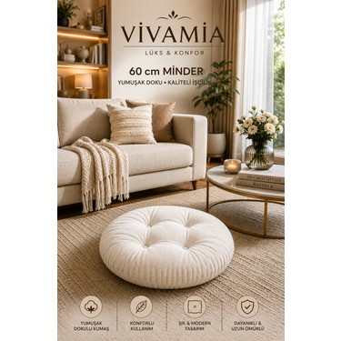 Vivamia Vivamia Yuvarlak Kapitone Dekoratif Petek Önü Oturma Yer Minderi 60 — 4. ürün görseli