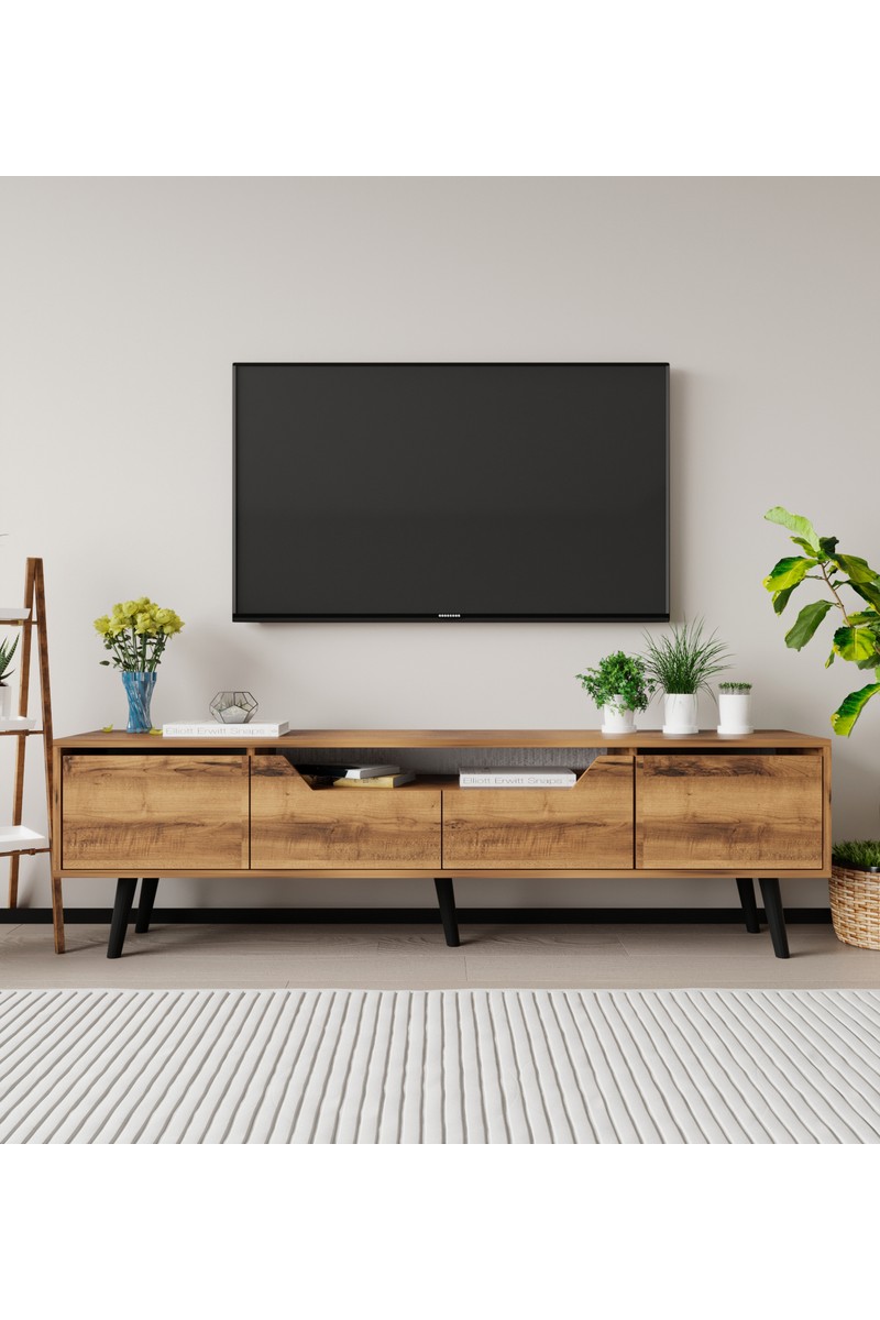 VM VM VERTEX MOBİLYA Roma Ahşap Ayaklı Tv Ünitesi Tv Sehpası Ceviz — 2. ürün görseli