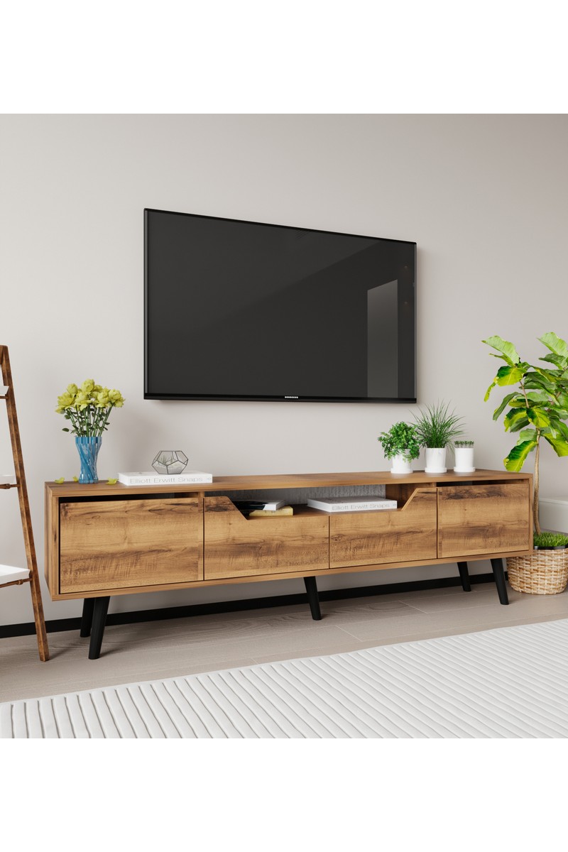VM VM VERTEX MOBİLYA Roma Ahşap Ayaklı Tv Ünitesi Tv Sehpası Ceviz — 3. ürün görseli