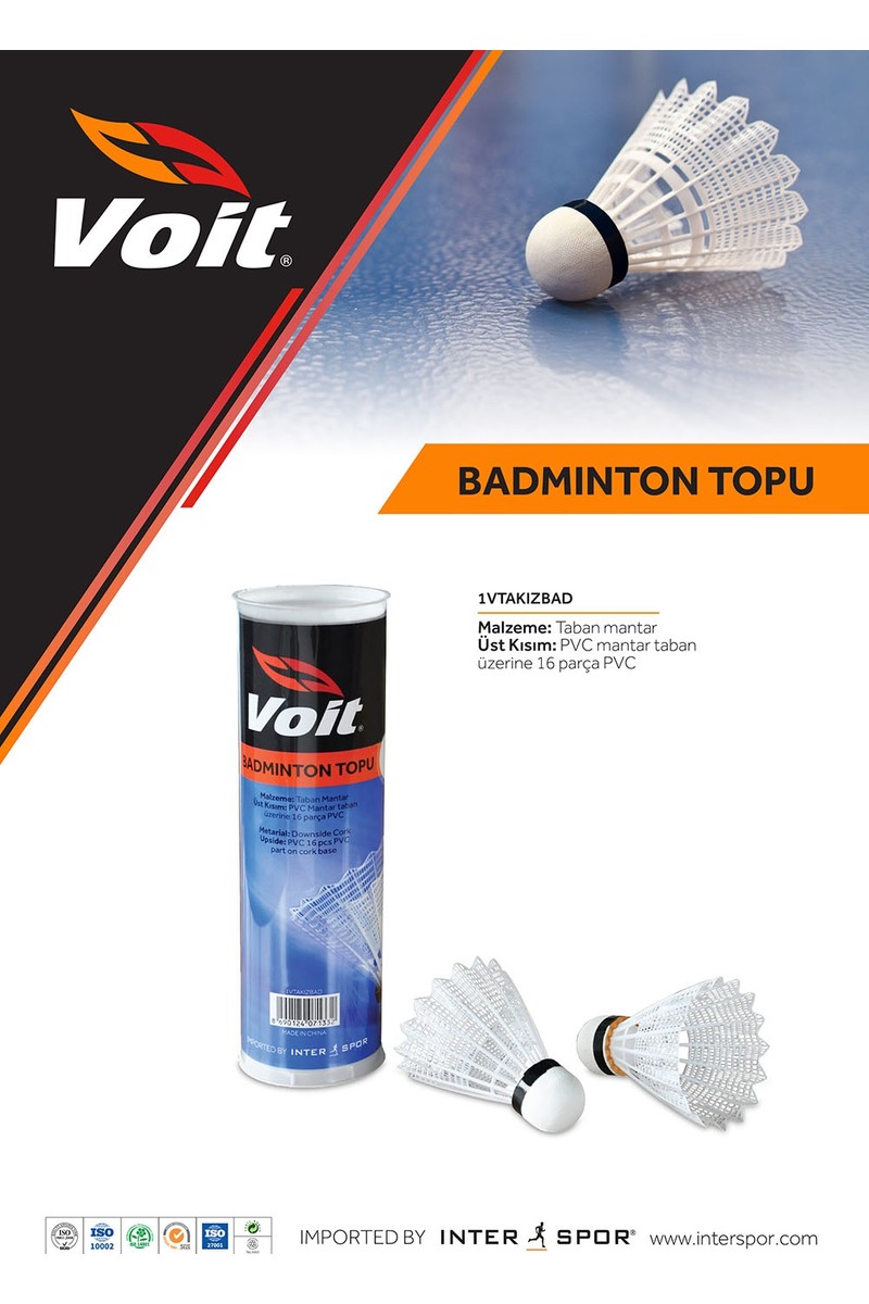 Voit Voit Badminton Topu 6'lı Beyaz Renk PVC ve Taban Mantar Malzemeden Profesyonel Kullanım — 5. ürün görseli